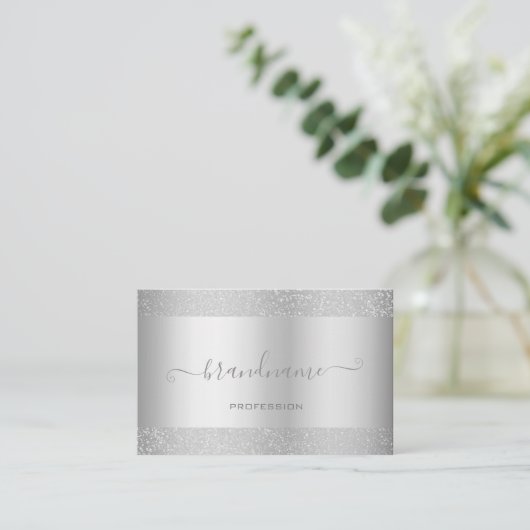 Elegantes Silber mit Hübscher Silbergrenze Visitenkarte (Stehend Vorderseite)