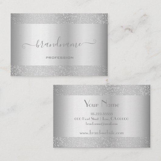 Elegantes Silber mit Hübscher Silbergrenze Visitenkarte (Vorne/Hinten)