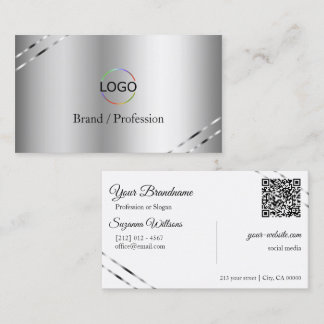Elegantes Silber mit schimmernden Linien-Logo und  Visitenkarte