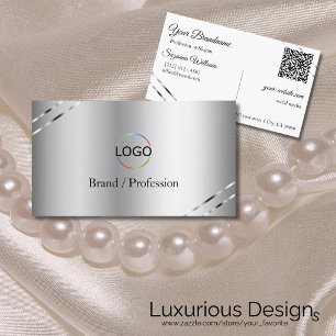 Elegantes Silber mit schimmernden Linien-Logo und Visitenkarte