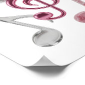 Elegantes Silber MUSIC NOTES fettes Design Poster (Ecke)