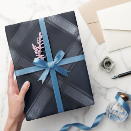 Elegantes Silber Navy Luxe Gitter Stahl Karo Muste Geschenkpapier