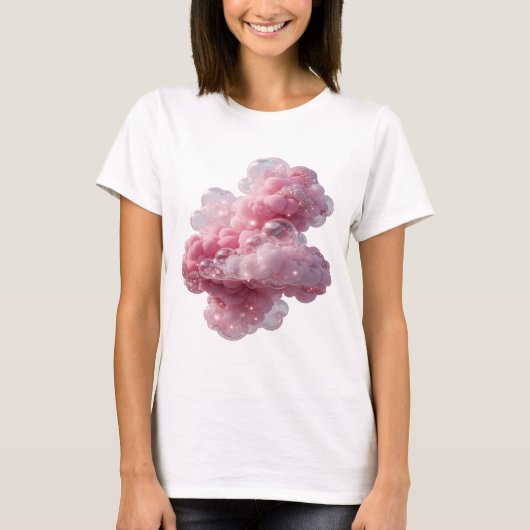 Elegantes Silber PINK CLOUDS WITH GLITTER Tragbare T-Shirt (Vorderseite)