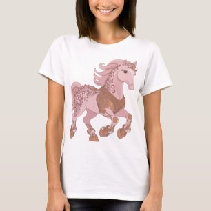 Elegantes Silber PINK Juwelen Pferd Grafikdesign T-Shirt