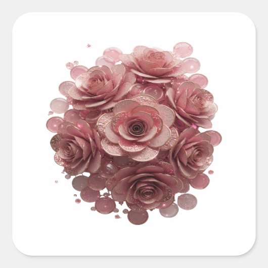 Elegantes Silber PINK ROSEN UND GLITZER Sticker Mo (Vorderseite)