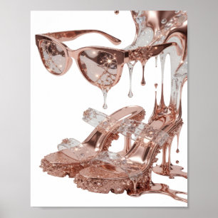 Elegantes Silber ROSE GOLD GLAMOUR Künstlerisches Poster