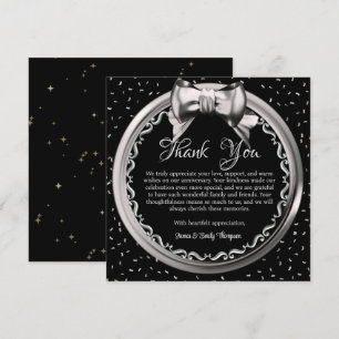 Elegantes Silber-Schwarz-Hochzeitsjubiläums-Design Dankeskarte