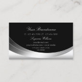 Elegantes Silber Schwarz mit Logo und Sparkle Diam Visitenkarte (Rückseite)