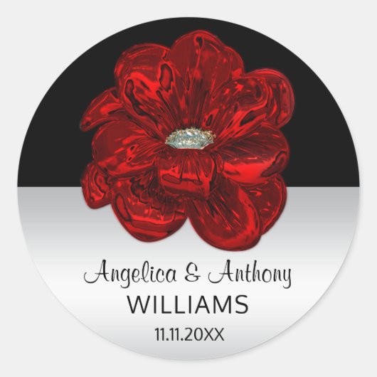 Elegantes Silber, Schwarzes, Runder Aufkleber (Vorderseite)