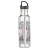 Elegantes Silber-Tropfen-Glitzer-Monogramm Edelstahlflasche (Rückseite)