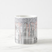 Elegantes Silber-Tropfen-Glitzer-Monogramm Kaffeetasse (Mittel)