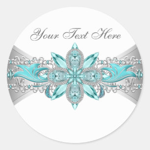 Elegantes Silber und Aquamarine Blue Stickers