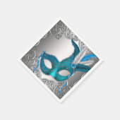 Elegantes Silber und Aquamarines Blue Masquerade P Serviette (Ecke)