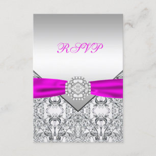 Elegantes Silber und Fuchsie UAWG RSVP Karte