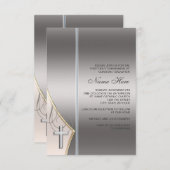 Elegantes Silber und Gold Erstkommunion Einladung (Vorne/Hinten)