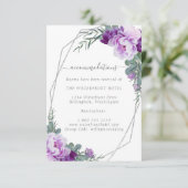 Elegantes Silber und Lila Blumenzwiebeldetails Begleitkarte (Stehend Vorderseite)