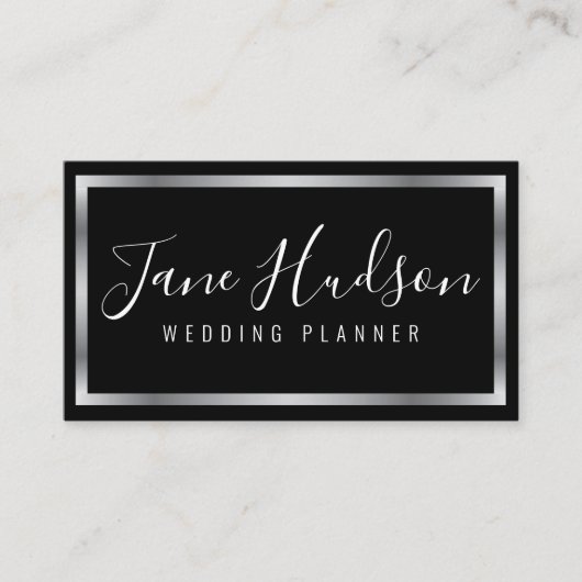 Elegantes Silber und Schwarz Einfach Minimalistisc Visitenkarte (Vorderseite)