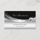 Elegantes Silber und Schwarz mit Sparkle Diamond C Visitenkarte (Vorderseite)