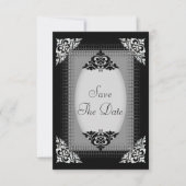 Elegantes Silber und Schwarz Save the Date Hochzei (Vorderseite)