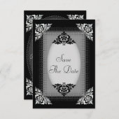 Elegantes Silber und Schwarz Save the Date Hochzei (Vorne/Hinten)