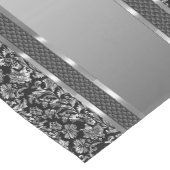 Elegantes Silber und schwarze Damasken und Streife Mittelgroßer Tischläufer (Ecke)