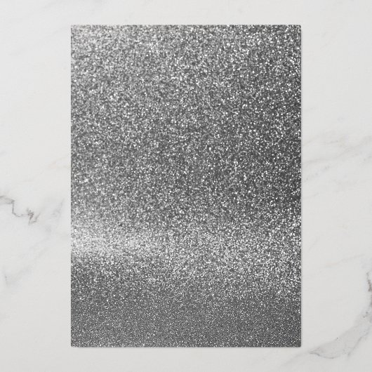 Elegantes Silber und Schwarze Hochzeit Folieneinladung (Rückseite)