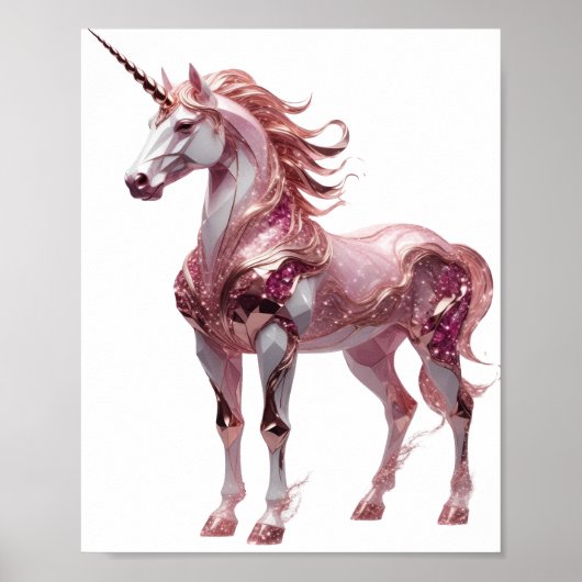 Elegantes Silber UNICORN Custom Design Poster (Vorne)