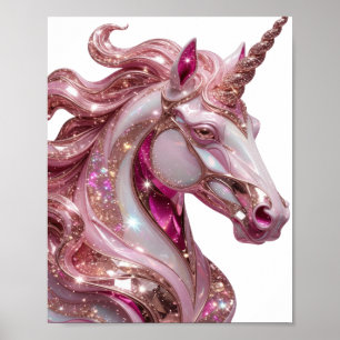 Elegantes Silber-UNICORN-Modernes Design Poster