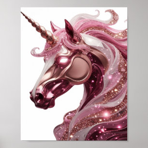 Elegantes Silber-UNICORN-Zitat-Design Poster