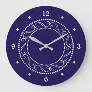 Elegantes Silber Verziertes Retro-Design Große Wanduhr