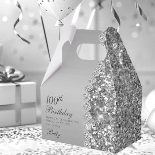 Elegantes Silber zum 100. Geburtstag Geschenkschachtel