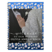 Elegantes Silberes blaues Herz Diamant Glitzer Hoc Notizblock (Vorderseite)