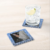 Elegantes Silberes blaues Herz Diamant Glitzer Hoc Rechteckiger Pappuntersetzer (Vor Ort)