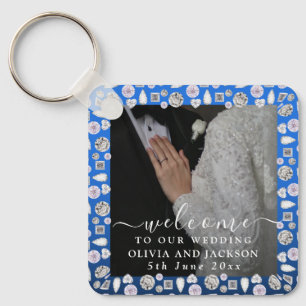 Elegantes Silberes blaues Herz Diamant Glitzer Hoc Schlüsselanhänger