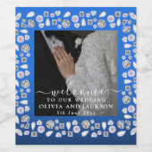 Elegantes Silberes blaues Herz Diamant Glitzer Hoc Weinetikett (Einzelnes Label)