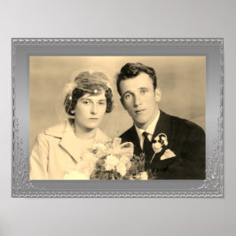 Elegantes, silberfarbenes Foto Poster