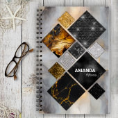 Elegantes, silberfarbenes geometrisches Skizzenbuc Notizblock