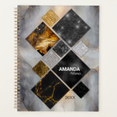 Elegantes, silberfarbenes Gold geometrisch Planer (Vorderseite)