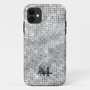 Elegantes, silberfarbenes Mustermonogramm Case-Mate iPhone Hülle