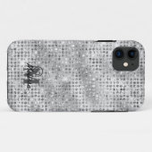 Elegantes, silberfarbenes Mustermonogramm Case-Mate iPhone Hülle (Rückseite (Horizontal))