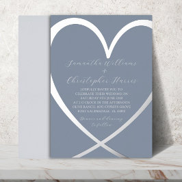 Elegantes Silberfolienherz & dutzende blaue Hochze Folieneinladung