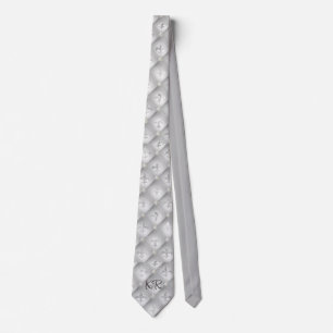 Elegantes silbergraues Fleur-de-Lis-Muster Initial Krawatte