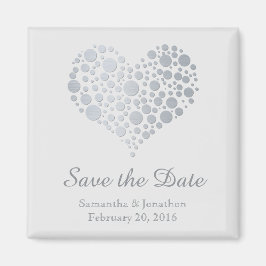 Elegantes Silberherz auf leicht grau Save the Date Magnet