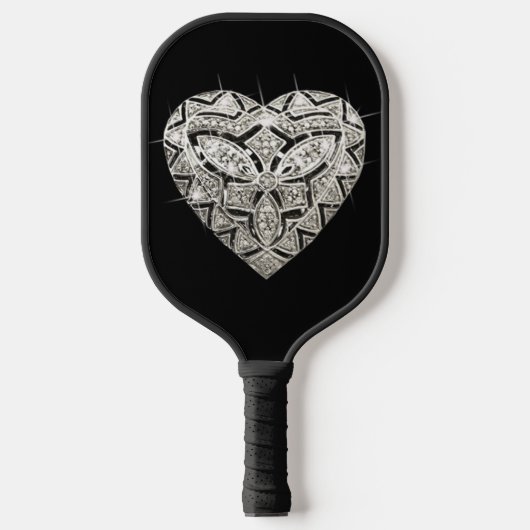 Elegantes Silberherz Pickleball Schläger (Vorderseite)