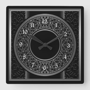 Elegantes Silbermedaillon Quadratische Wanduhr