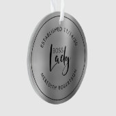 Elegantes silbermetallisches Boss Lady etabliertes Ornament (Vorderseite)