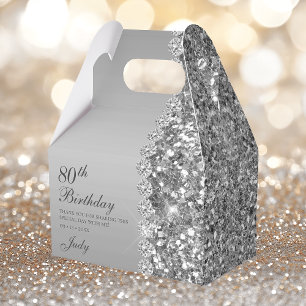 Elegantes Silbernes 80. Geburtstagsjubiläum Geschenkschachtel