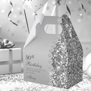 Elegantes Silbernes 90. Geburtstagsgeschenk Geschenkschachtel