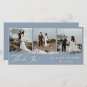 Elegantes silbernes Ader-Hochzeits-Foto danken Dankeskarte (Vorne/Hinten)