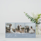 Elegantes silbernes Ader-Hochzeits-Foto danken Dankeskarte (Stehend Vorderseite)